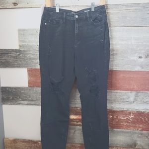 JUDY BLUE Adelene High-Rise Distressed Girlfriend Jeans